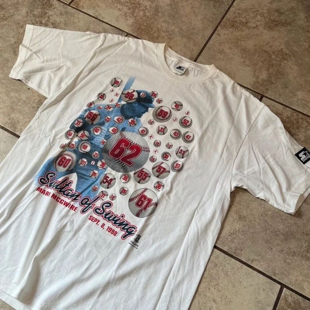 Vintage 1998 Starter Mark McGwire Sultan of Swing Single Stitch Shirt L